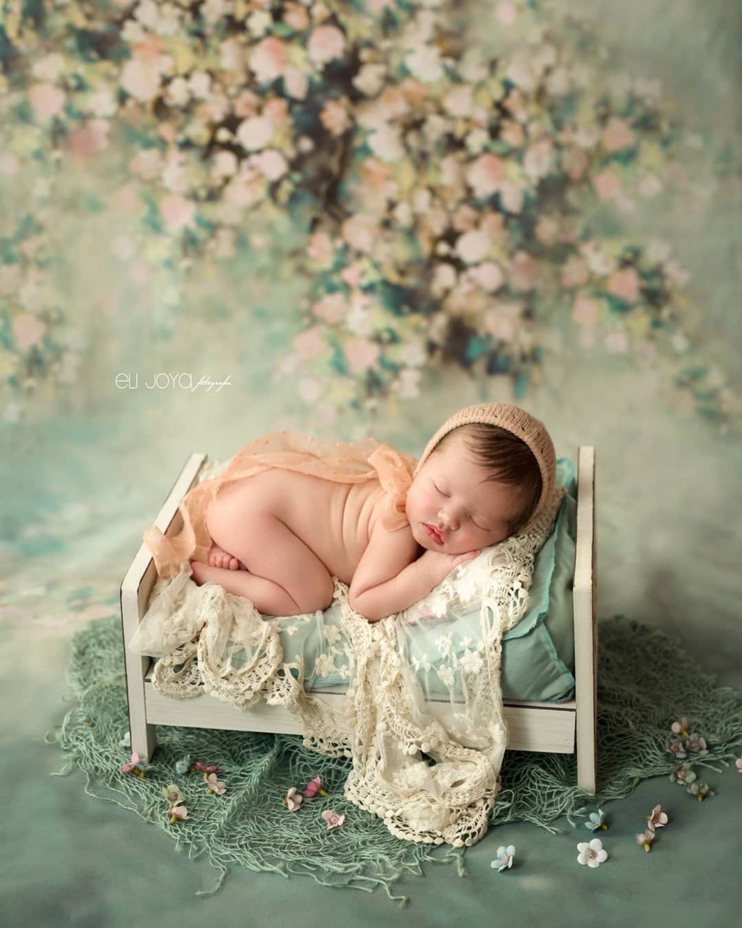 Peach Pink Alpaca Wool Wrap and Lace Bonnet